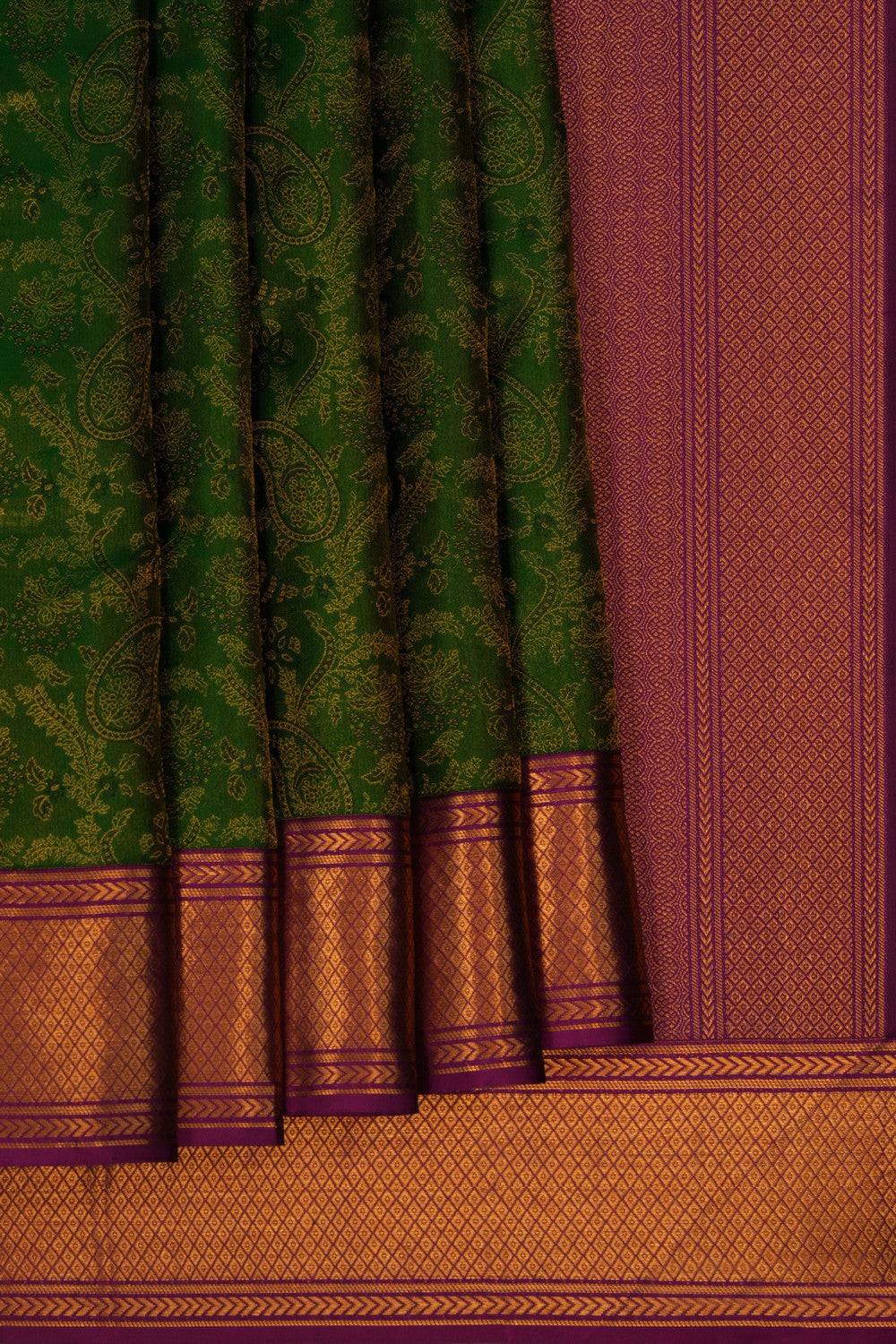 Image of Arani Silk Brocade Green Saree